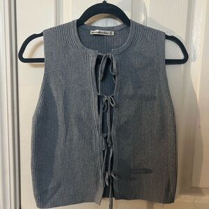 Abercrombie & Fitch Blue Ribbed Tie-Front Top